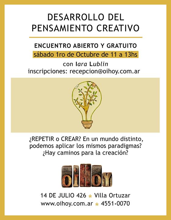 Encuentro Gratuito sobre El Pensamiento Creativo 13 - OiHoy Casa Abierta